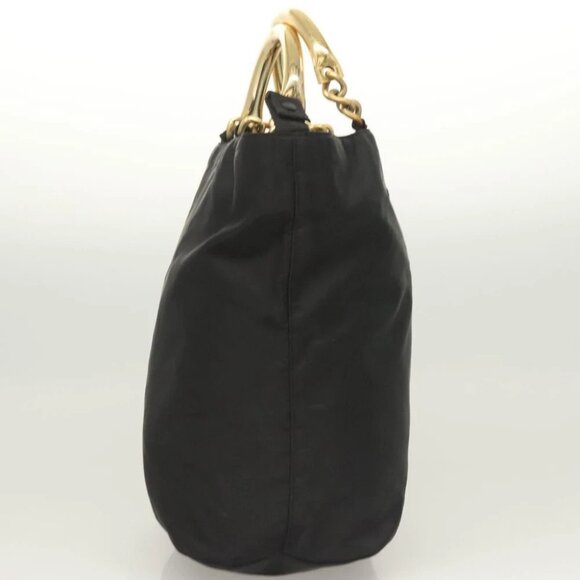 PRADA Chain Hand Bag Nylon Black Gold - Picture 5 of 16